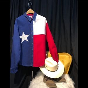 Men’s Vintage Texas Western Flag Shirt, Size XXL